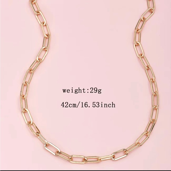 Gold-toned Paper Clip Link Chain Necklace - Picture 5 of 7